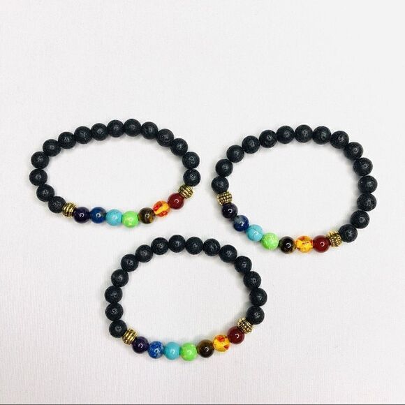 Set of 3 Lava Rock Essential Oil Diffuser Bracelets - Picture 9 of 9